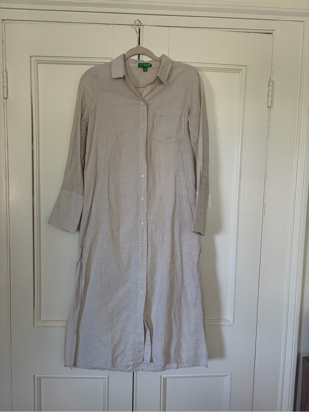 J. Crew Light Beige Button-Front Linen Swim Coverup